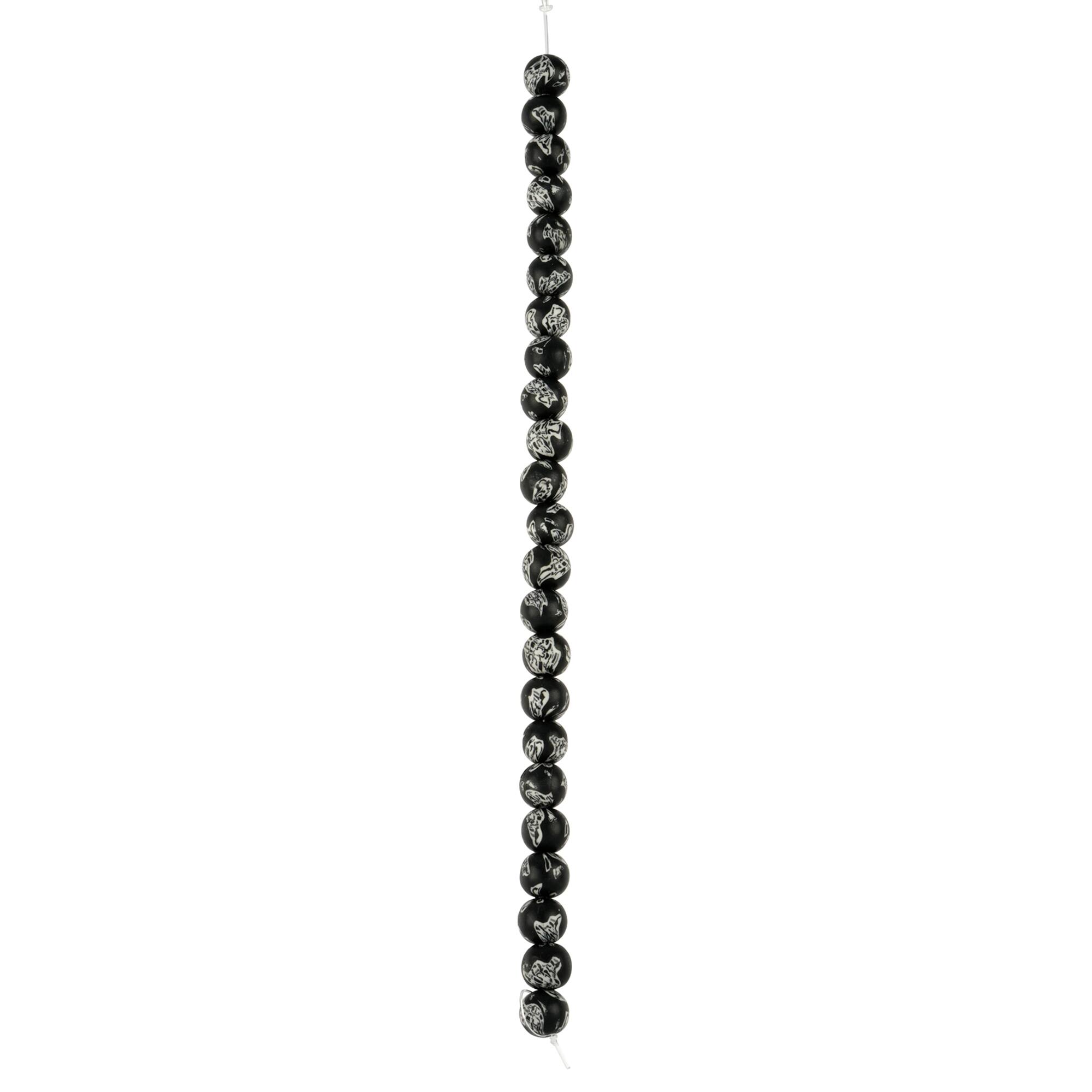 Black & White Stripe Clay Round Beads, 7.5mm by Bead Landing™
